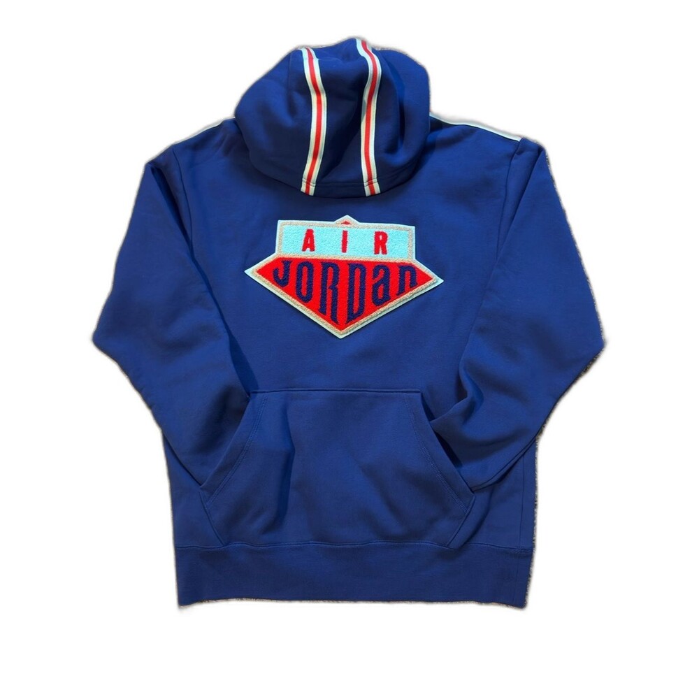 Jordan Sport DNA Hoodie Blue Chenille Patch Logo Y2K Pullover Retro Mens M NWOT
